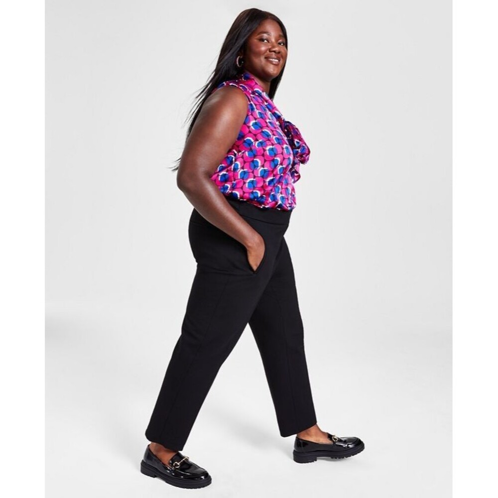 Bar III Women's Plus Size Compression Straight-Leg Pants Black 20W - Picture 2 of 10